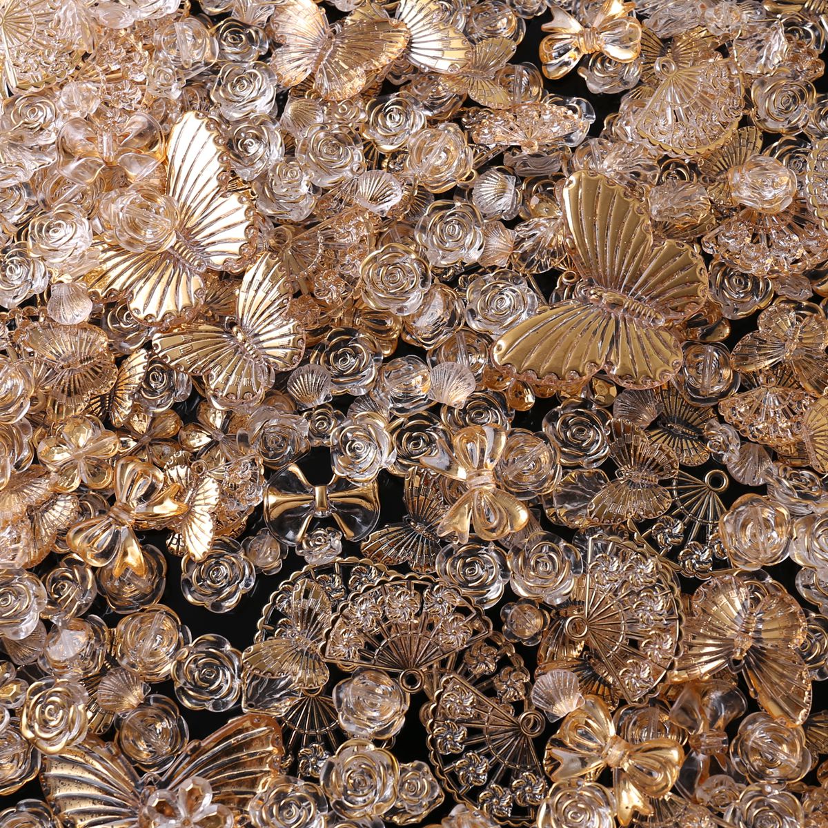 烫金新款仿真金边马洛克透明混款配件DIY手工自制手机链配件材料