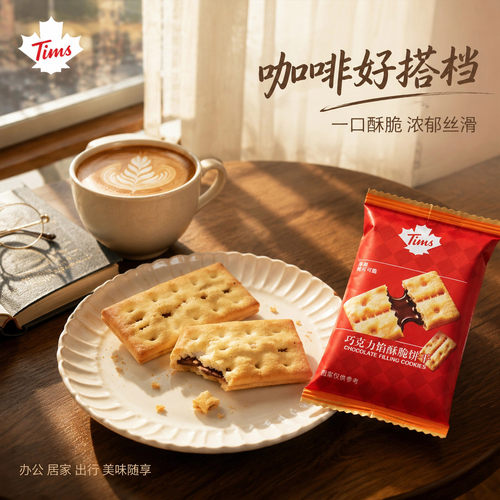 Tims可可脂巧克力馅酥脆夹心饼