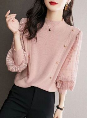 法式半高领打底衫女春秋内搭