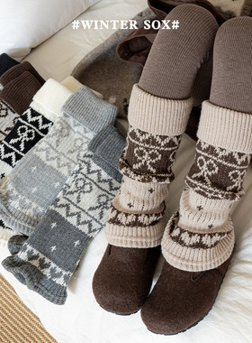 女童秋冬季套袜女孩复古保暖腿套堆堆袜儿童针织加厚小腿袜中筒袜
