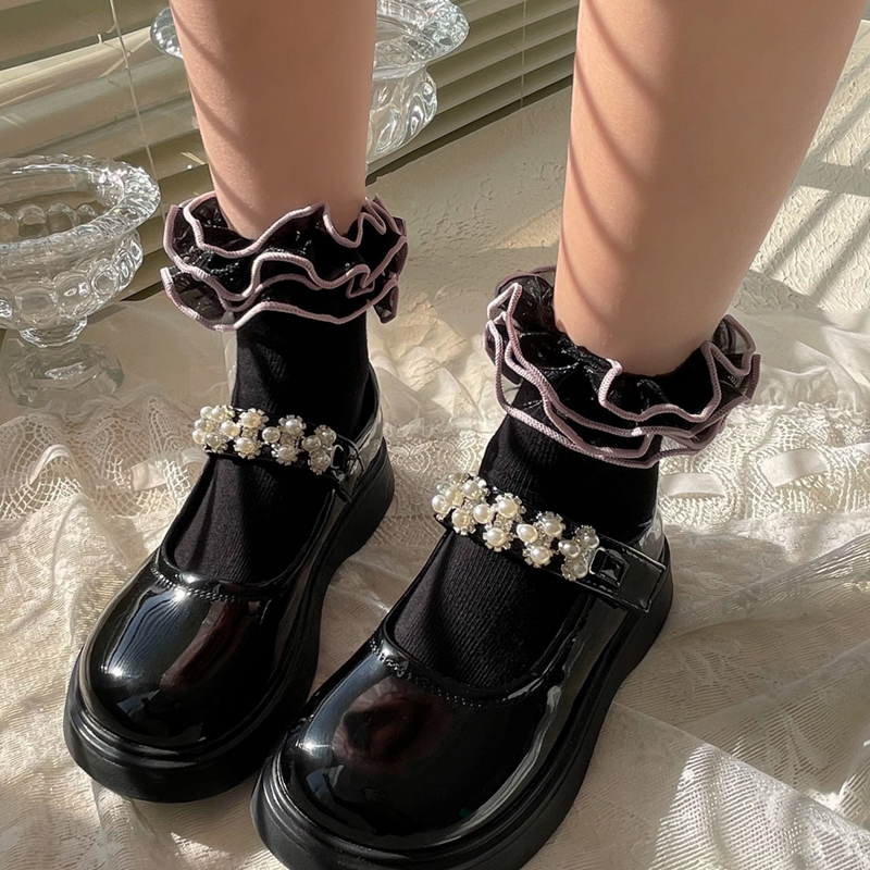 女童春夏季洛丽塔堆堆袜花边袜子