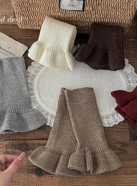 女童袜套秋冬花边纯色堆堆袜宝宝加厚保暖喇叭口配打底裤小腿套