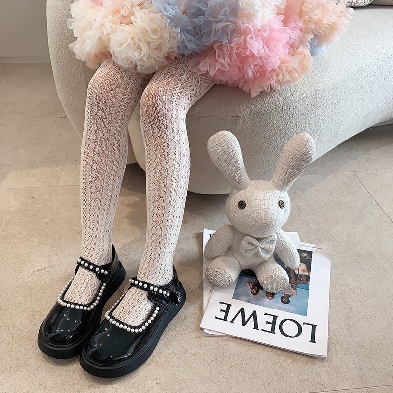 女童连裤袜夏季薄款女孩宝宝丝袜网眼透气儿童白色打底裤舞蹈袜