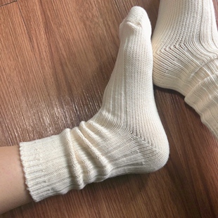原生棉粗线 有机棉袜 港风质感 透气吸汗 男女款 日系复古纯色