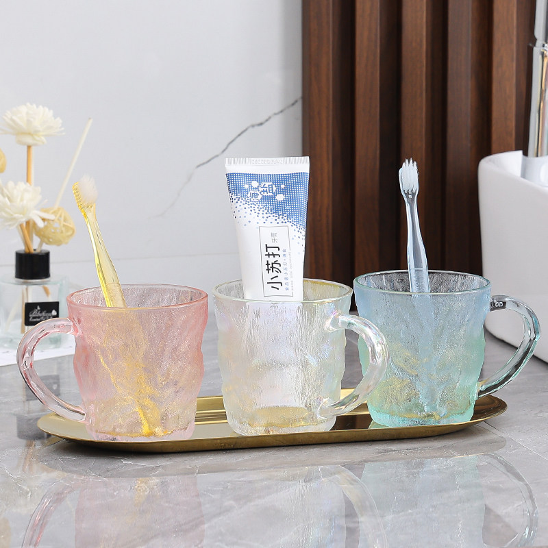 轻奢ins冰川纹玻璃洗漱杯情侣洗漱杯