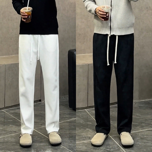 秋冬重磅卫裤男士简约设计常规休闲裤垂感直筒长裤男美式潮流卫裤