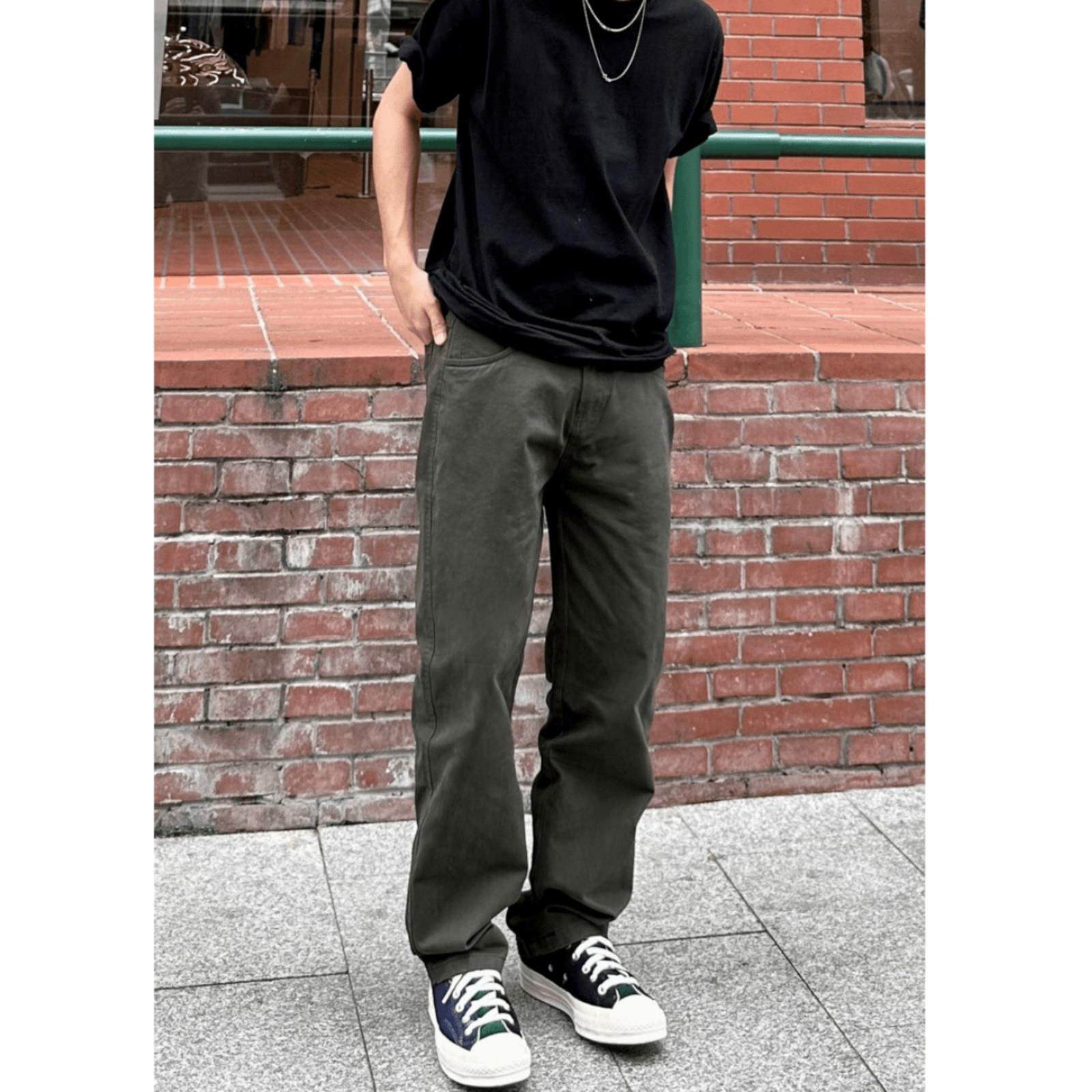 水洗做旧磨毛直筒裤男士潮流百搭高级感纯色高街裤显瘦休闲长裤子,男装,休闲裤,淘宝优惠券,粉丝福利购,淘宝优惠卷