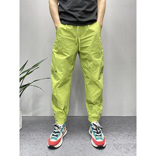 潮牌束脚休闲裤春秋新款时尚男士美式速干九分裤松紧腰百搭哈伦裤
