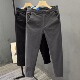 纯棉九分裤 百搭男士 男复古纯色简约休闲裤 秋季 韩版 锥形修身 裤 子潮