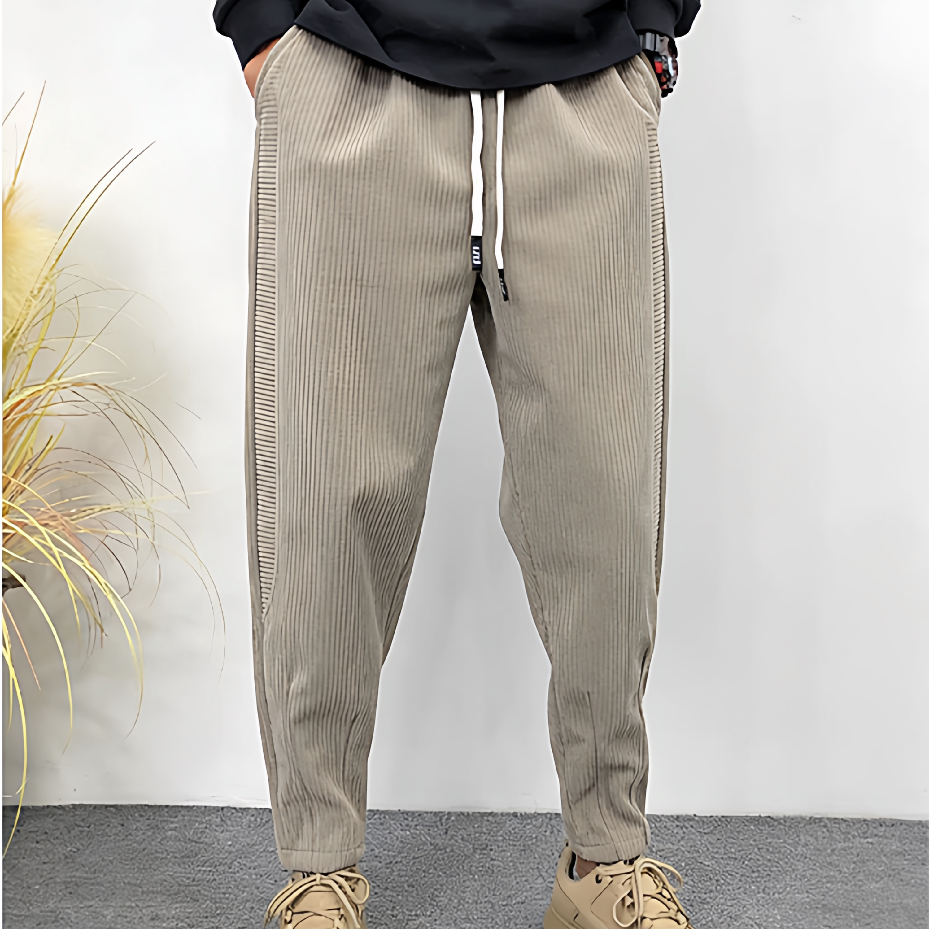 2025新款男裤秋冬灯芯绒加绒休闲裤加绒小脚宽松哈伦裤痞帅条绒裤,男装,休闲裤,淘宝优惠券,粉丝福利购,淘宝优惠卷