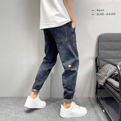 自主拉链长裤水洗四季纯色长裤