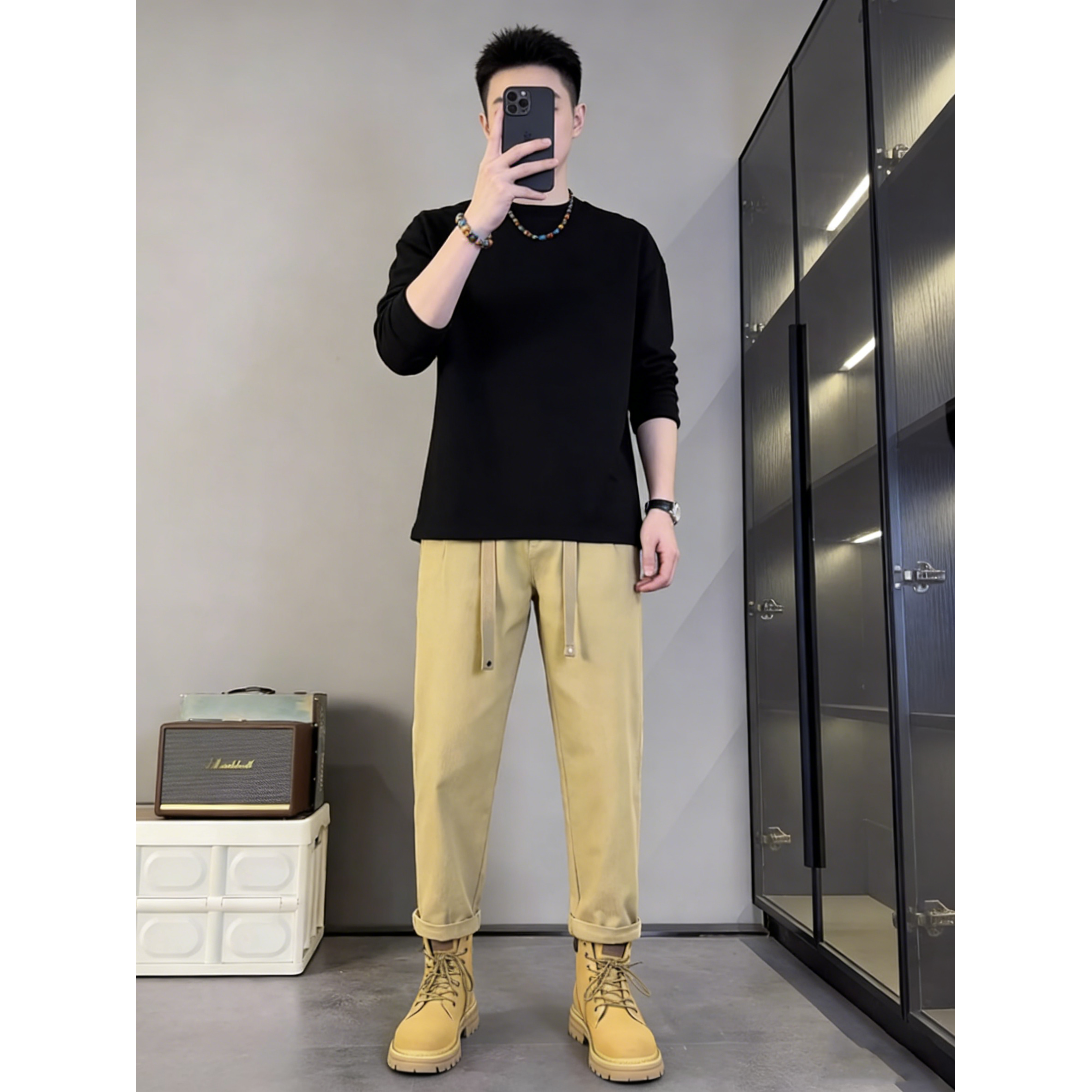 重磅纯棉秋季复古宽松直筒休闲裤男士户外工装裤阿美咔叽日系长裤,男装,休闲裤,淘宝优惠券,粉丝福利购,淘宝优惠卷