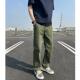 美式 工装 直筒休闲裤 2024秋季 男款 复古水洗日系宽松大码 军绿色长裤