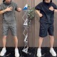 轻薄透气运动速干休闲短裤 夏季 男半拉链连帽半袖 韩版 休闲工装 套装