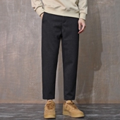 厚款 男士 直筒毛呢休闲裤 2024冬季 宽松弹力休闲长裤 九分裤 呢子裤 子