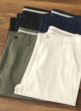 春秋新款直筒长裤美式覆古Chino简约米白色弹力黑色百搭休闲裤男