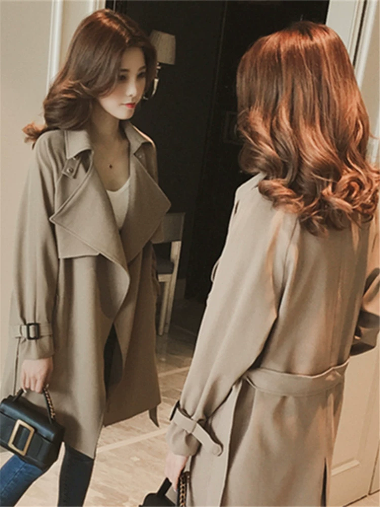 Осенняя куртка, демисезонное длинное пальто-т trench coat, коллекция 2023 года, корейский стиль, для подростков, mid-length