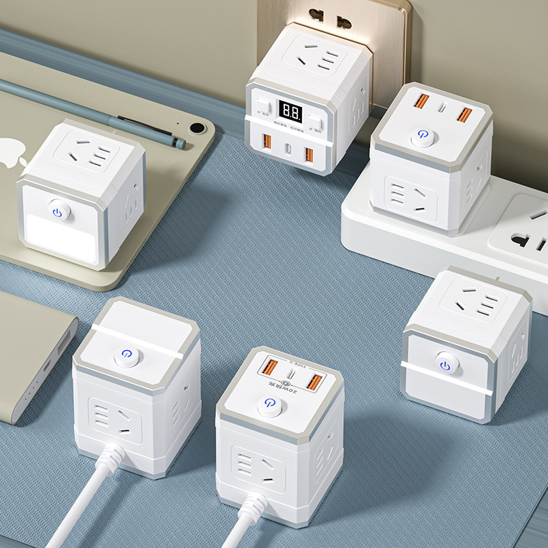 智能定时插座转换器无线多功能魔方扩展插头带usb充电带线接线板