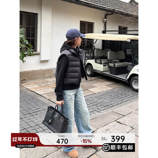 YANGLE_鹅绒马甲女2025冬季新款韩系立领叠穿保暖短款排骨羽绒服