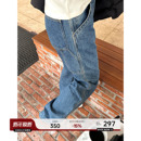 设计宽松磨毛直筒长裤 YANGLE_牛仔裤 韩系复古工装 新款 女2025冬季