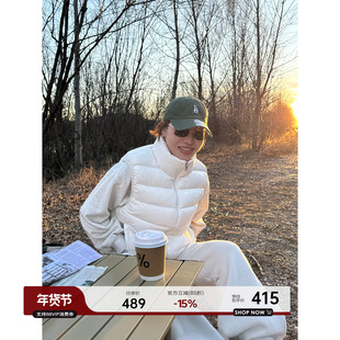 YANGLE_白色羽绒马甲女2025冬季新款立领防风叠穿短款排骨羽绒服