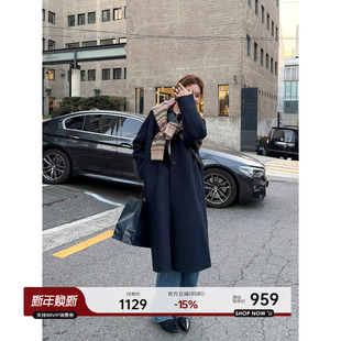 双面毛呢外套 韩系气质廓形中长款 YANGLE_羊毛大衣女2025冬季 新款