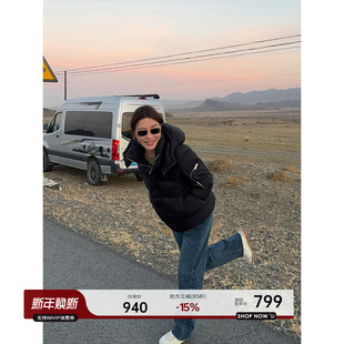 YANGLE_连帽羽绒服女款冬季2025新款韩版保暖防寒鸭绒面包服外套