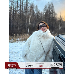 YANGLE_毛茸茸皮草外套女2025新款立领廓形进口托卡皮毛一体外套