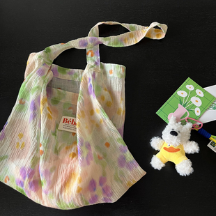 春夏新款天丝晕染半透布包婉约朦胧美薄款布袋子女士单肩包斜挎包