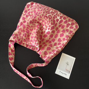 韩国ins明星同款粉色豹纹帆布包灯芯绒印花大容量单肩包斜挎包