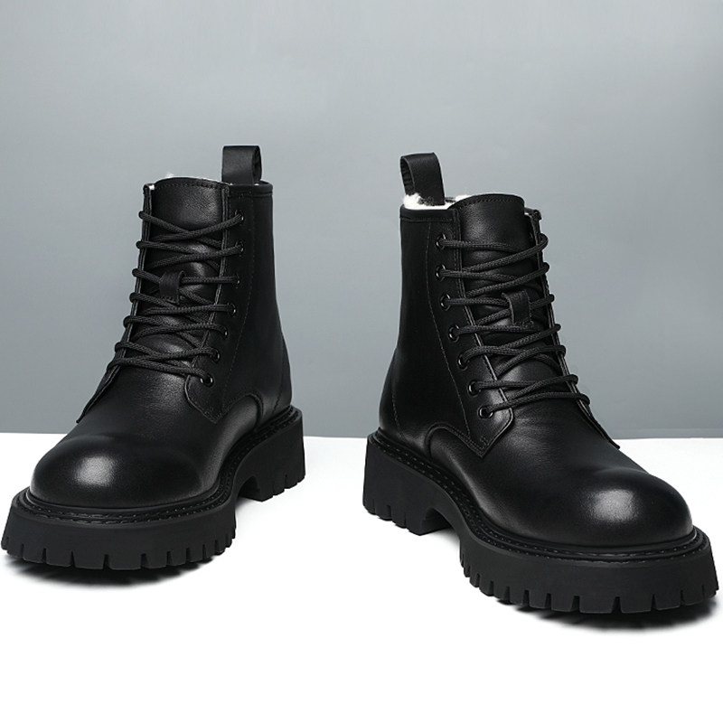 马丁靴男款英伦风真皮高帮工装靴冬季加绒保暖棉鞋男士羊毛雪地靴,流行男鞋,马丁靴,淘宝优惠券,粉丝福利购,淘宝优惠卷