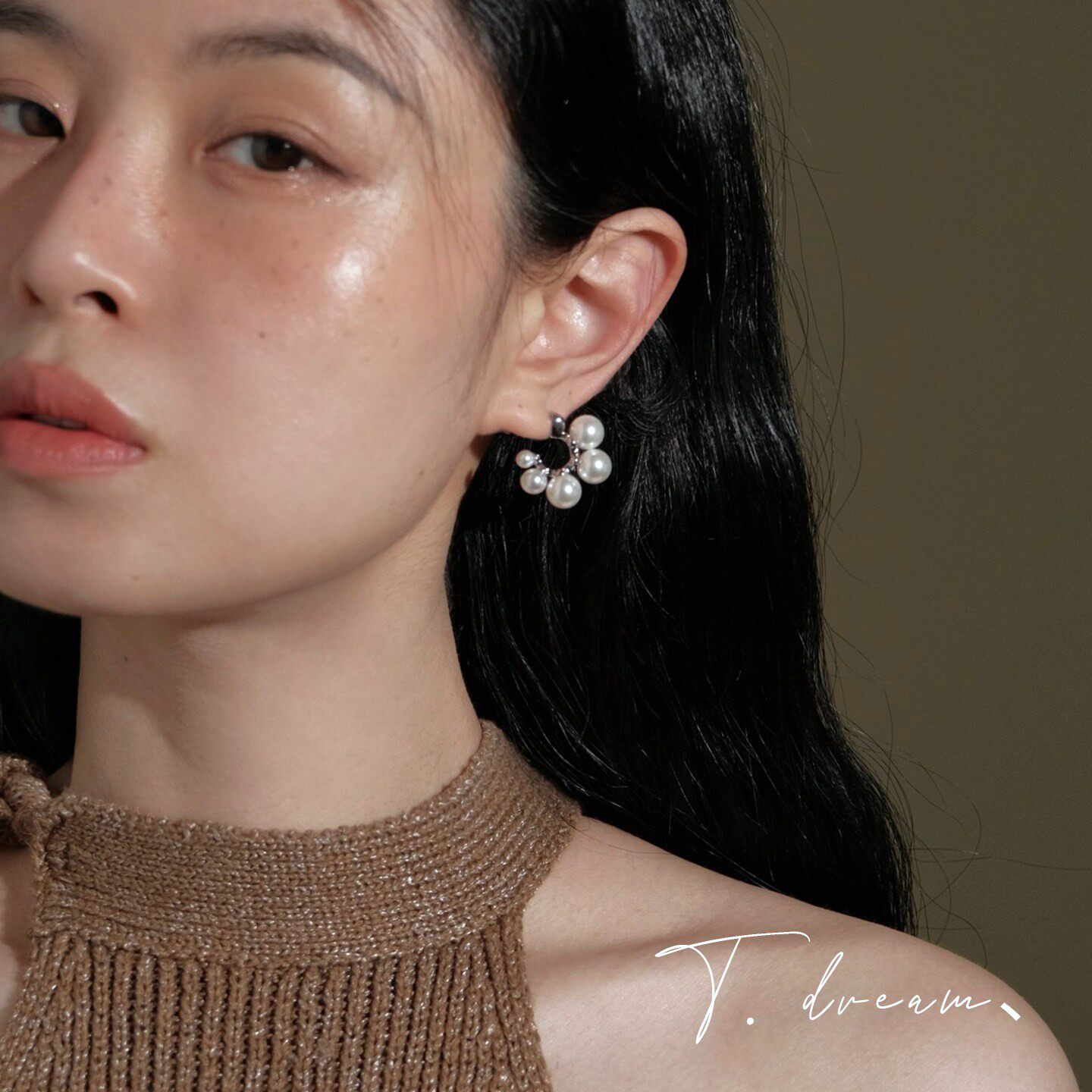 《收藏月亮》法式珍珠c圈耳环女小众设计高级感耳饰耳钉2026新款
