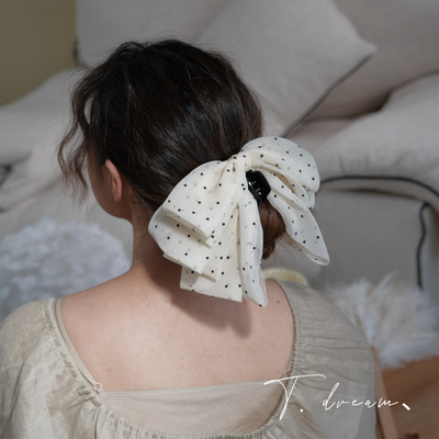 仲夏夜之梦法式丝光波点马尾抓