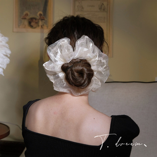 复古头绳头饰头花 双层珠光纱发圈发饰女丸子头法式 月光童话