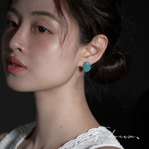 nicedream法式简约清透湖蓝耳钉