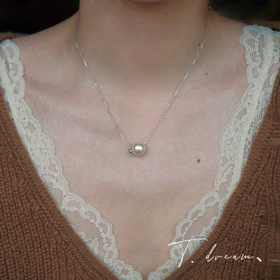 《遗失的月光》S925纯银简约珍珠吊坠项链高级锁骨链小众设计2025