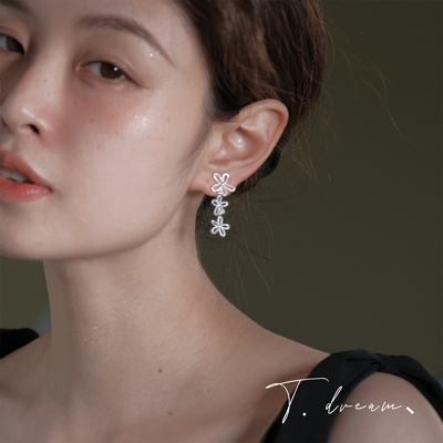 nicedream简约螺纹小花流苏耳环