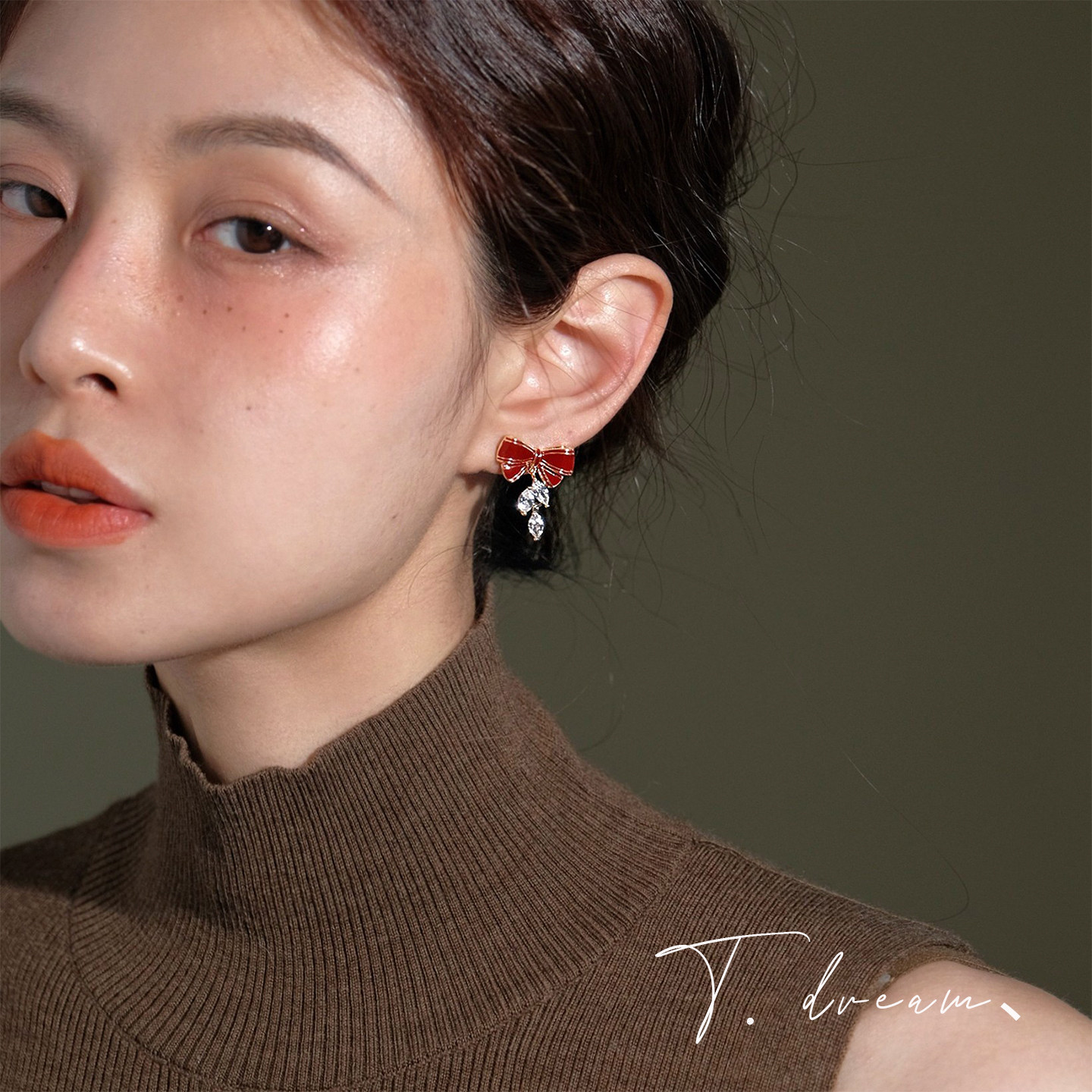 《童话姜饼屋》红蝴蝶结耳环女小众设计高级感耳饰耳钉2026新款,饰品/流行首饰/时尚饰品新,耳环,淘宝优惠券,粉丝福利购,淘宝优惠卷