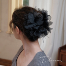 重工薄纱羽毛抓夹大号鲨鱼夹发量多半扎发发卡头饰 法式 墨兰