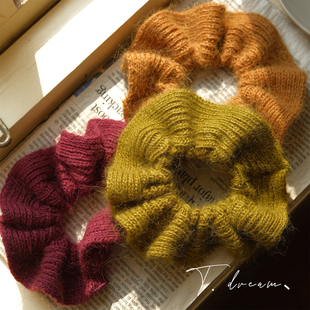 复古头绳头饰 百搭纯色手工毛线发圈发饰女丸子头法式 小慵懒