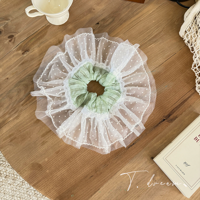 仲夏夜之梦大朵浪漫波点薄纱发圈