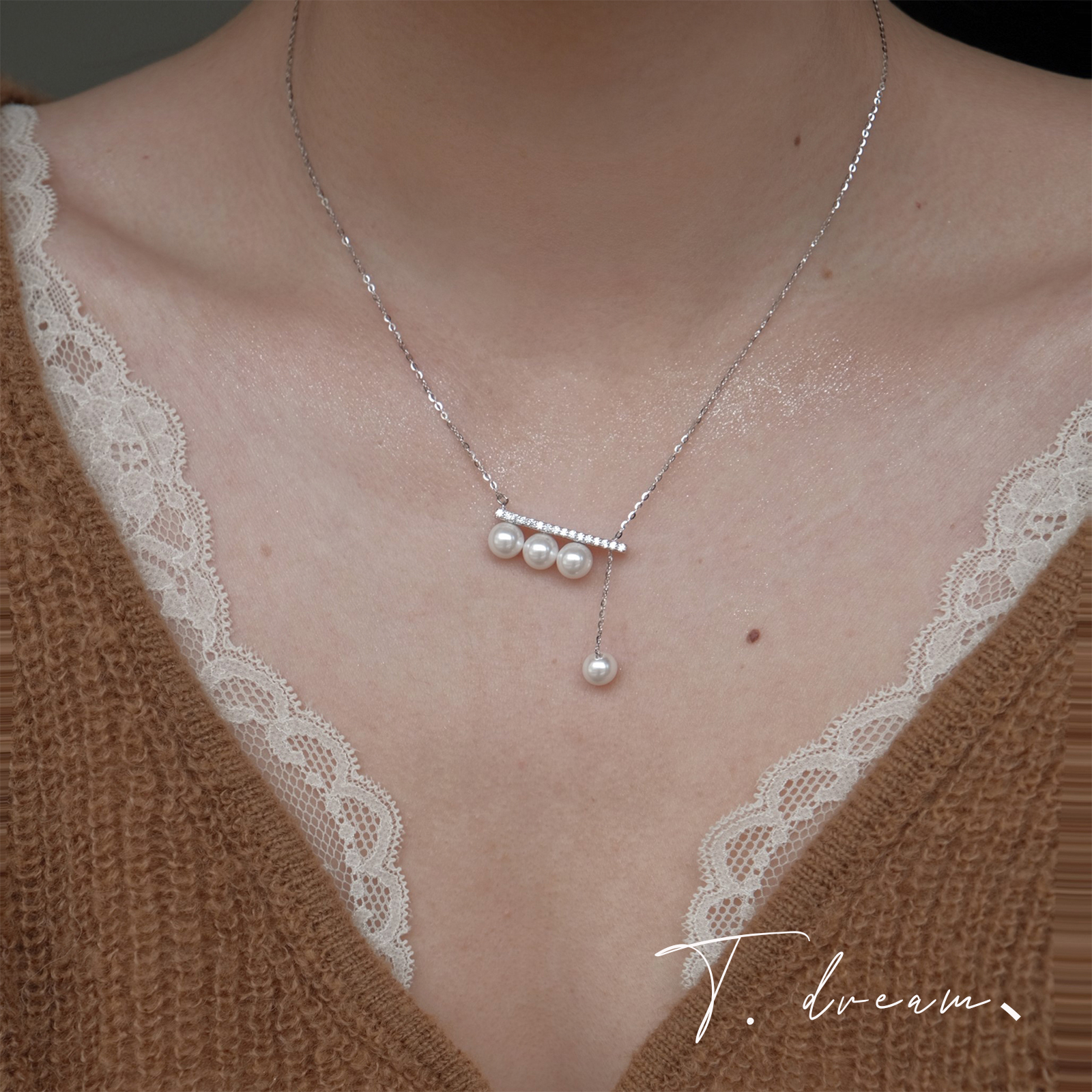 nicedream平衡木纯银流苏项链