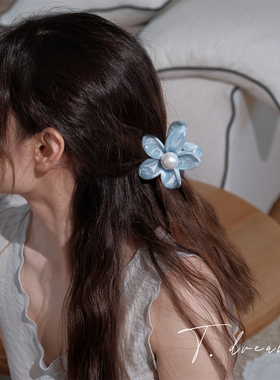 《梦见鲸鱼岛》百搭法式清新花朵后脑勺发卡小号抓夹鲨鱼夹马尾夹