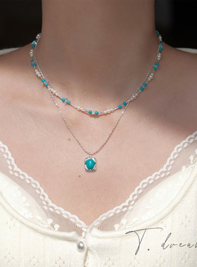 nicedream松石蓝叠戴串珠项链