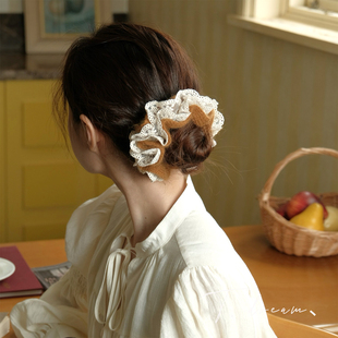 复古头绳头饰 蕾丝花边毛线大肠发圈发饰女丸子头法式 艺术假日