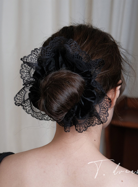 《终生浪漫》丝绒蕾丝大肠发圈发饰女丸子头法式复古头绳头饰头花