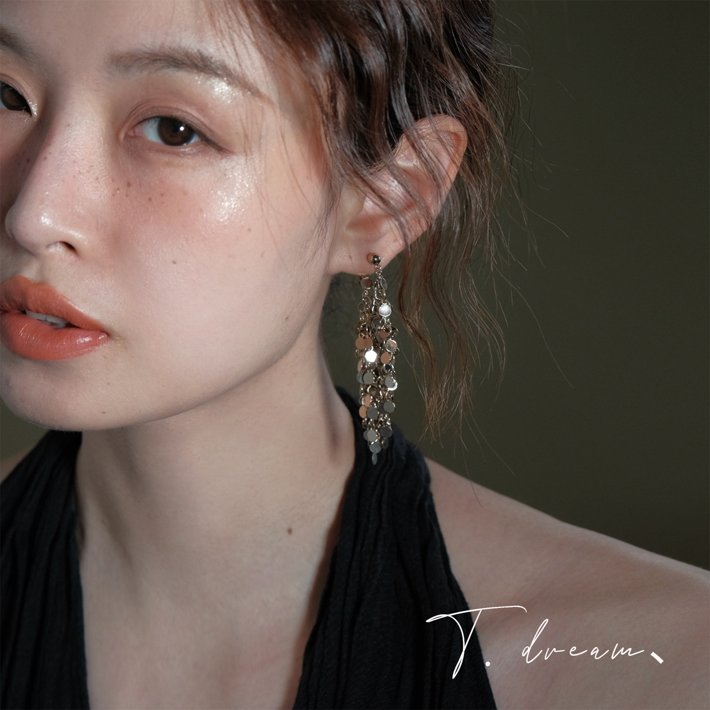 《莫吉托》闪片瀑布流苏耳环女小众设计高级感耳饰耳钉2026新款