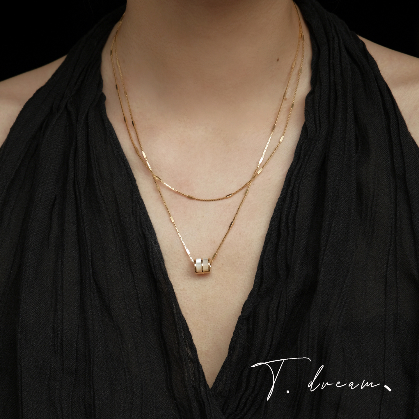 nicedream双层通勤蛇骨贝壳项链