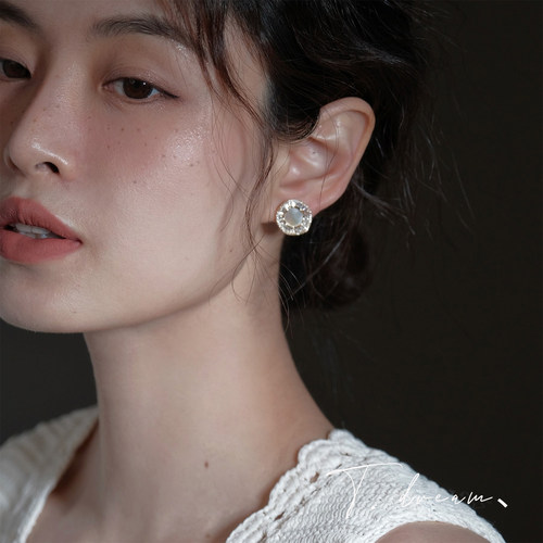 nicedream法式母贝锆石简约耳钉