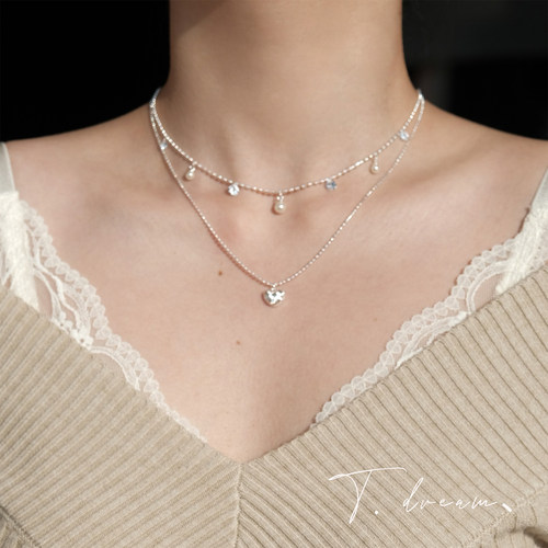 nicedream月光吊坠叠戴爱心项链